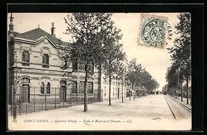 Seller image for Carte postale Saint-Denis, Ecole et Boulevard Ornano for sale by Bartko-Reher