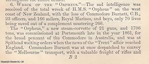 Seller image for New Zealand Wars. Wreck of the Orpheus, west coast of New Zealand, with the death of 189 naval officers, seamen and Royal Marines. An original article from The Annual Register for 1863. for sale by Cosmo Books