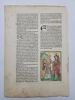 Incunable leaf from Spiegel Menschlicher Gahaltris.