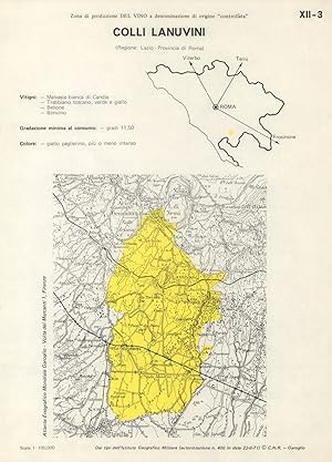 Imagen del vendedor de Zona di produzione del vino a denominazione di origine "Controllata" - Colli Lanuvini - (Regione: Lazio- Provincia di Roma) a la venta por Antiqua Print Gallery