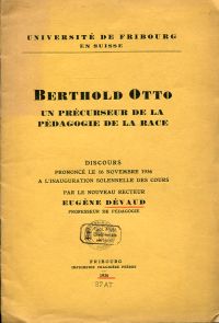 Imagen del vendedor de Berthold Otto. Un prcurseur de la pdagogie de la race. a la venta por Bcher Eule