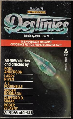 Image du vendeur pour DESTINIES: November, Nov./ December, Dec. 1978: The Paperback Magazine of Science Fiction and Speculative Fact - PREMIERE ISSUE, Vol. 1, No. 1 mis en vente par Books from the Crypt