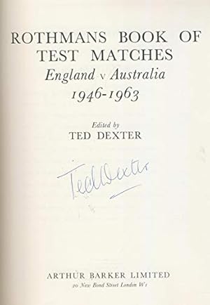 Seller image for Rothmans book of test matches: England v. Australia,1946-1963 for sale by WeBuyBooks