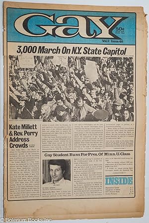 Immagine del venditore per Gay: vol. 2, #48, April 12, 1971: 3,000 March on NY State Capitol venduto da Bolerium Books Inc.