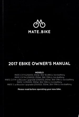 Mate.Bike. Ebike Owner s manual;