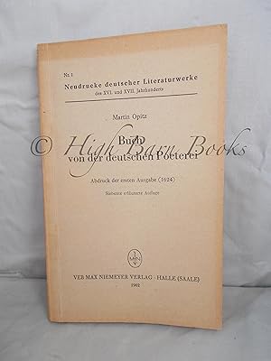 Buch von der deutschen Poeterei: Abdruck der ersten Ausgabe (1624)