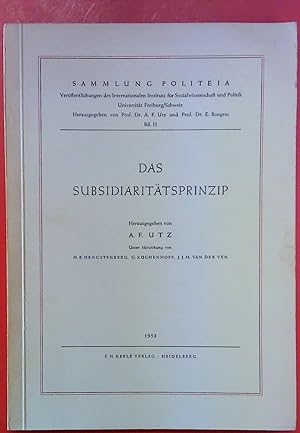 Imagen del vendedor de Das Subsidiarittsprinzip (Sammlung Politeia -Bd. II) a la venta por biblion2