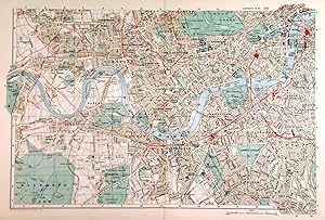 (SOUTHWEST LONDON). Plan of southwest London. Extent: Richmond Park, Acton, Green Park Balham, wi...