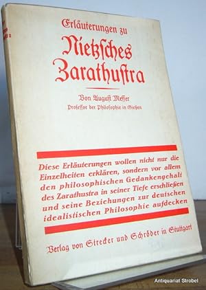 Seller image for Erläuterungen zu Nietzsches Zarathustra. 10.-12. Tausend. for sale by Antiquariat Christian Strobel (VDA/ILAB)