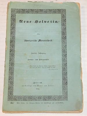 Imagen del vendedor de UEBER DIE SCHWEIZERISCHEN KANALE. (Fortresung.) LINTHKANAL. Hiedie Karte des unteren linththales. [With a large folding map.] In: "NEUE HELVETIA: eine schweizerische Monatsschrift. Zweiter Jahrgang. Januar und Februarheft". a la venta por Blue Mountain Books & Manuscripts, Ltd.