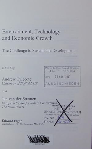 Seller image for Environment, technology and economic growth. The challenge to sustainable development. for sale by Antiquariat Bookfarm