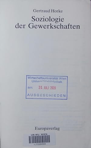 Bild des Verkufers fr Soziologie der Gewerkschaften. zum Verkauf von Antiquariat Bookfarm