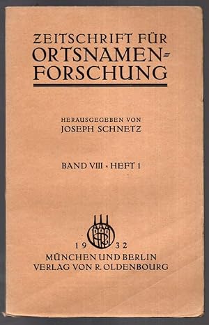 Seller image for Zeitschrift fr Ortsnamenforschung. Band 8, Heft 1 (apart). for sale by Antiquariat Dennis R. Plummer