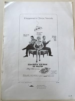 Image du vendeur pour Kiss Me, Stupid Pressbook 1965 Dean Martin, Kim Novak, Ray Walston mis en vente par AcornBooksNH