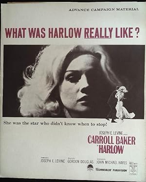 Bild des Verkufers fr Harlow Pressbook 1965 Carroll Baker, Martin Balsam, Red Buttons zum Verkauf von AcornBooksNH