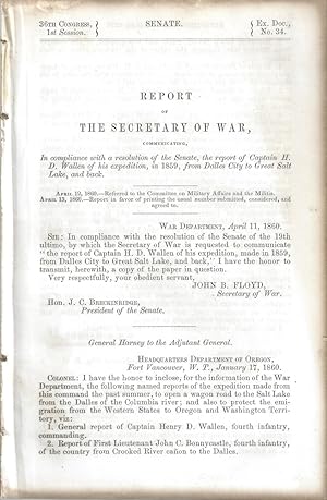 1860 - Congressional pamphlet detailing the expedition to find a shortcut between the Great Salt ...