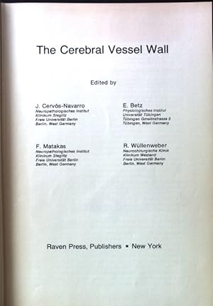 Seller image for The cerebral vessel wall; for sale by books4less (Versandantiquariat Petra Gros GmbH & Co. KG)