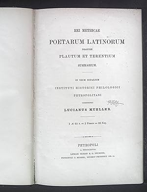 Bild des Verkufers fr Rei Metricae Poetarum Latinorum Praeter Plautum er Terentium Summarium. / Orthographiae et Prosodiae Latinae. Summarium. zum Verkauf von books4less (Versandantiquariat Petra Gros GmbH & Co. KG)