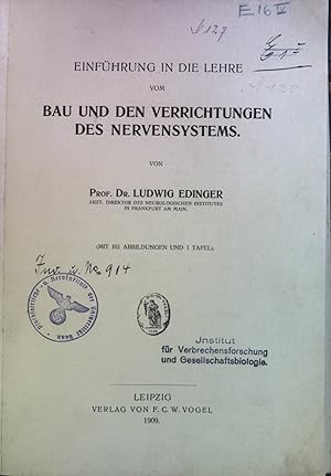 Imagen del vendedor de Einfhrung in die Lehre vom Bau und den Verrichtungen des Nervensystems. a la venta por books4less (Versandantiquariat Petra Gros GmbH & Co. KG)