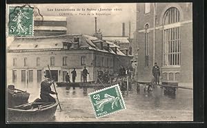 Ansichtskarte Corbeil, Les Inondations de la Seine Janvier 1910, Place de la Republique