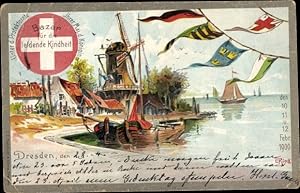 Ganzsache Künstler Ansichtskarte / Postkarte Rieck, E., Bazar für die leidende Kindheit 1900, Dre...