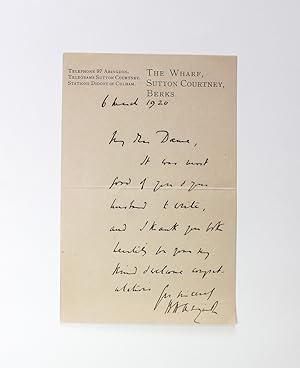 Seller image for An Original Letter Hand Written and Signed by Prime Minister Herbert Asquith for sale by Lasting Words Ltd