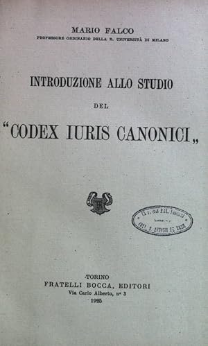 Seller image for Introduzione allo Studio del "Codex Iuris Canonici". for sale by books4less (Versandantiquariat Petra Gros GmbH & Co. KG)