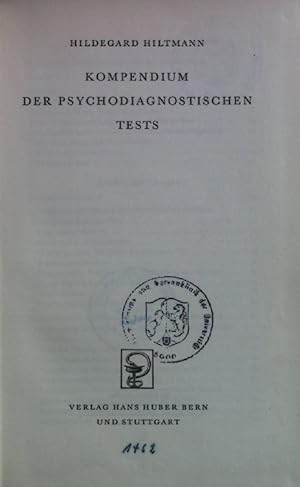 Immagine del venditore per Kompendium der psychodiagnostischen Tests. venduto da books4less (Versandantiquariat Petra Gros GmbH & Co. KG)