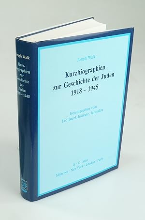 Bild des Verkufers fr Kurzbiographien zur Geschichte der Juden 1918-1945. zum Verkauf von Antiquariat Dorner