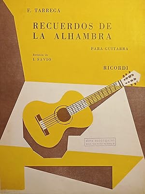 Seller image for Spartiti - F. Tarrega - Recuerdos de la Alhambra para Guitarra - 1960 Ricordi for sale by Chartaland