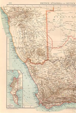 Karte Britisch-Südafrika und Deutsch-Südwestafrika, Südlicher Teil, Maßstab 1 : 4 000 000. 1 Nebe...