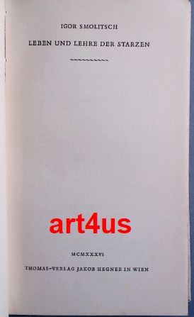 Bild des Verkufers fr Leben und Lehre der Starzen. zum Verkauf von art4us - Antiquariat