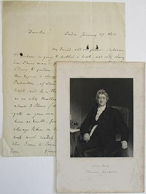 AUTOGRAPH LETTER, SIGNED BY CLARKSON, 17 JANUARY 1811 FROM LONDON, TO WILLIAM FREND, DISCUSSING D...