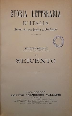 Storia letteraria d'Italia scritta da una società di professori: il seicento