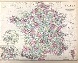 Seller image for [Map] France [with insets] Environs of Paris [and] Switzerland in Cantons [and] Corsica for sale by Kaaterskill Books, ABAA/ILAB