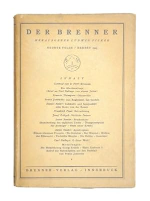 Seller image for Der Brenner. Herausgegeben von Ludwig Ficker. Neunte [9.] Folge, Herbst 1925. for sale by Versandantiquariat Wolfgang Friebes