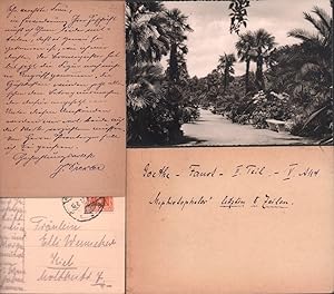 Handgeschriebene Postkarte mit Unterschrift, an "Frau D. Wennecker (sic!)" in Hamburg-Blankenese....