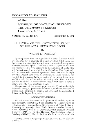 Bild des Verkufers fr A review of the Neotropical frogs of the Hyla bogotensis group.tab. zum Verkauf von Frank's Duplicate Books