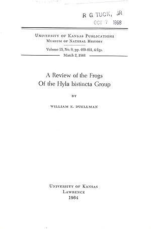 Immagine del venditore per A Review of the Frogs of the Hyla bistincta Group. venduto da Frank's Duplicate Books