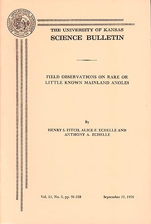 Image du vendeur pour Field observations on rare on little known Mainland Anoles. mis en vente par Frank's Duplicate Books