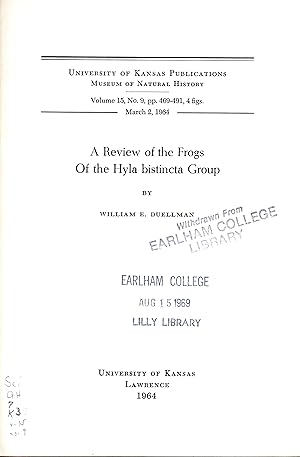 Bild des Verkufers fr A Review of the Frogs of the Hyla bistincta Group. zum Verkauf von Frank's Duplicate Books