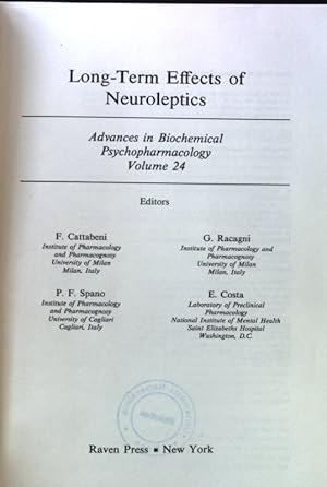 Bild des Verkufers fr Long-term effects of neuroleptics Advances in biochemical psychopharmacology; 24; zum Verkauf von books4less (Versandantiquariat Petra Gros GmbH & Co. KG)