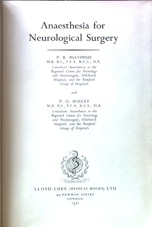 Bild des Verkufers fr Anaesthesia for Neurological Surgery; zum Verkauf von books4less (Versandantiquariat Petra Gros GmbH & Co. KG)