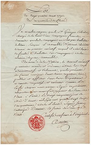 Fantastic document signed (15 days after the attack on the Tuileries)
