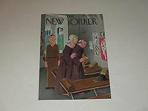 Imagen del vendedor de August 12,1944 The New Yorker Magazine Cover: Three Monks in Army Barracks Looking at Pin-Ups a la venta por rareviewbooks