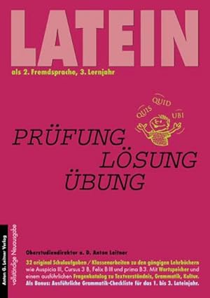 Bild des Verkufers fr Latein als 2. Fremdsprache. 3. Lernjahr. Original Schulaufgaben, Klassenarbeiten mit Lsungen, bungen zum Verkauf von Versandbuchhandlung Kisch & Co.