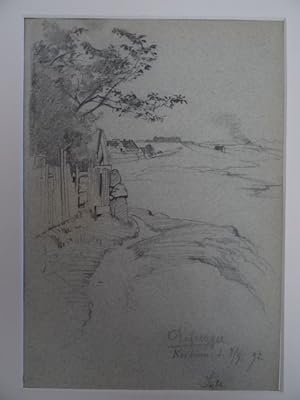 (Ederhof 1835 - 1921 München). Keitum, Sylt. Bleistiftzeichnung auf gräulichem Papier. 1892. Sign...