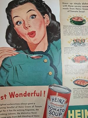 Seller image for Advertisement for Heinz Soups - Condensed Cream of Tomato Soup "Just Wonderful.!" for sale by Hammonds Antiques & Books