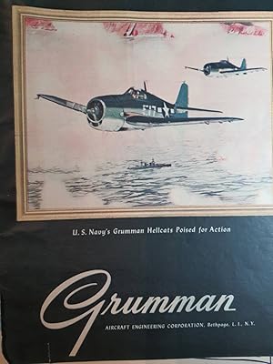 Seller image for Advertisement for Grumman Aircraft Engineering Company (World War 2) "U. S. Navy's Grumman Hellcats Poised for Action" for sale by Hammonds Antiques & Books