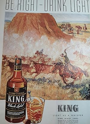 Seller image for Advertisement for King Black Label Whiskey "Be Right - Drink Light" for sale by Hammonds Antiques & Books